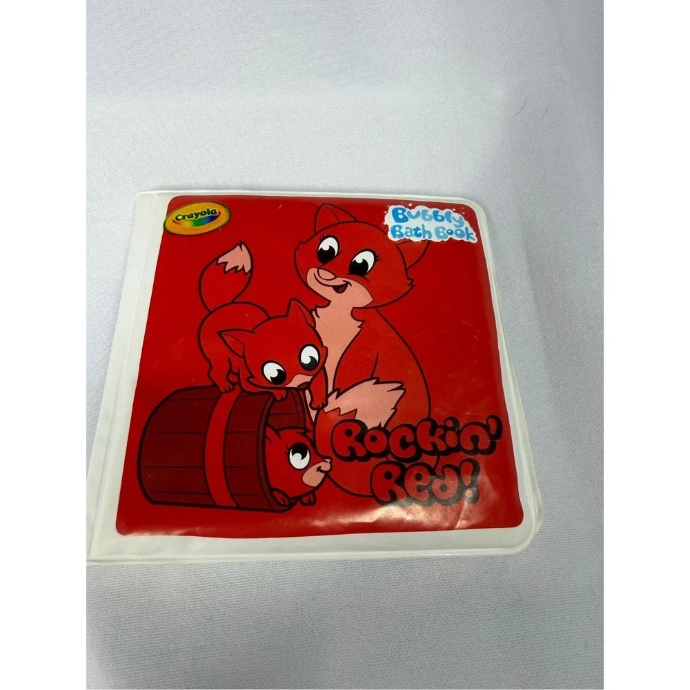 Crayola Rockin' Red Bubbly Bath Book Kids Red Animal Print Sensory Toy Puffy VTG
